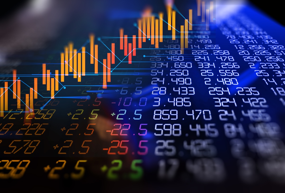 Financial market data on a screen